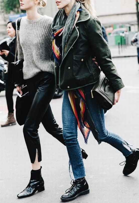 时髦冬季小黑鞋穿搭,时尚小黑鞋