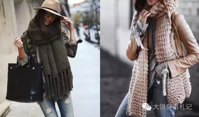 丝巾围巾搭配秋冬,丝巾围巾时髦搭配系法