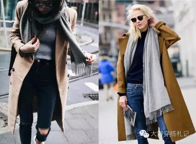 丝巾围巾搭配秋冬,丝巾围巾时髦搭配系法