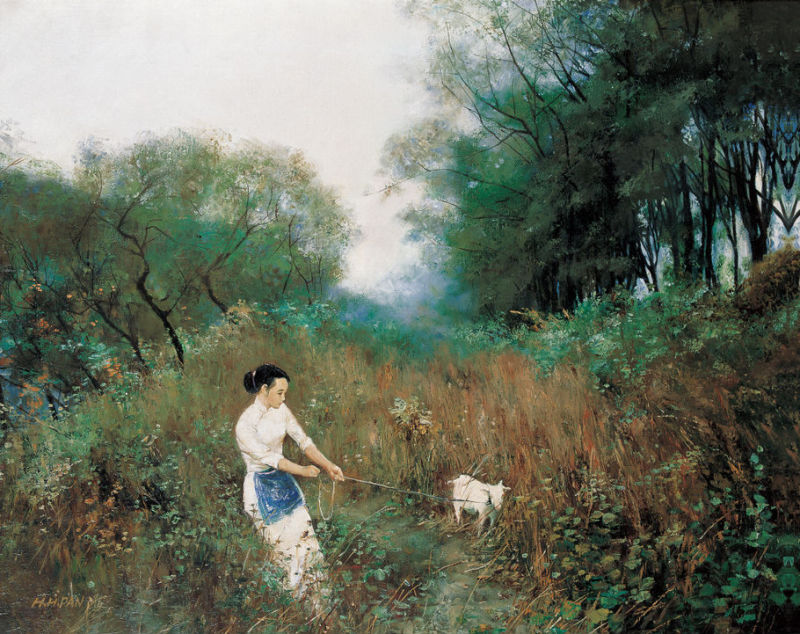 罗贯中油画江南水乡,江南水乡风景画秋色