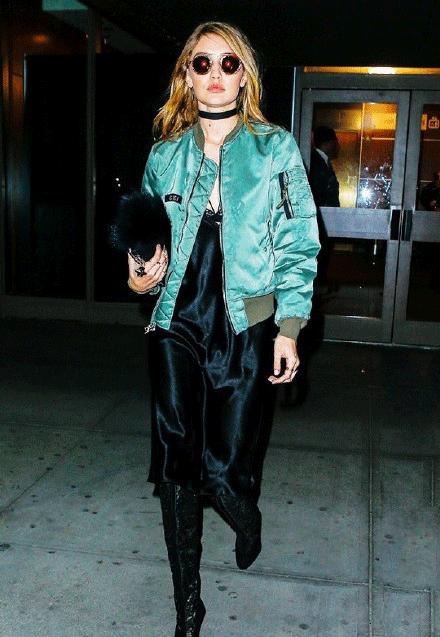 冬季绿夹克穿搭,绿色夹克秋冬穿搭