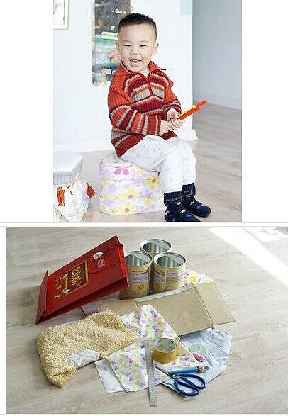 用完的奶粉罐可以做成小凳子,宝宝的奶粉罐用完了要怎么做手工