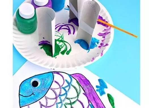 幼儿园卷纸筒环保手工作品,儿童手工涂鸦画纸