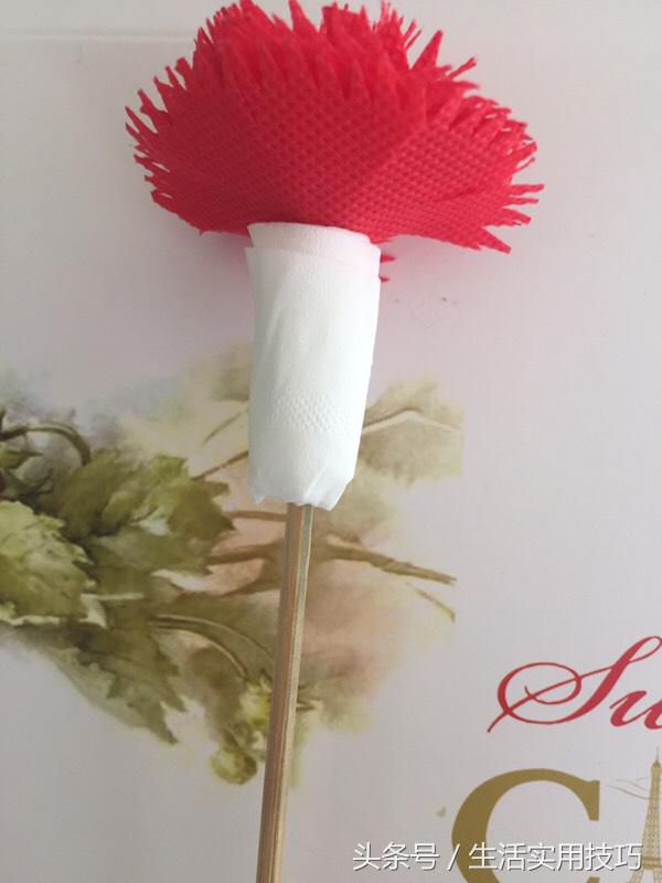 购物袋变废为宝康乃馨,购物袋做鲜花教程