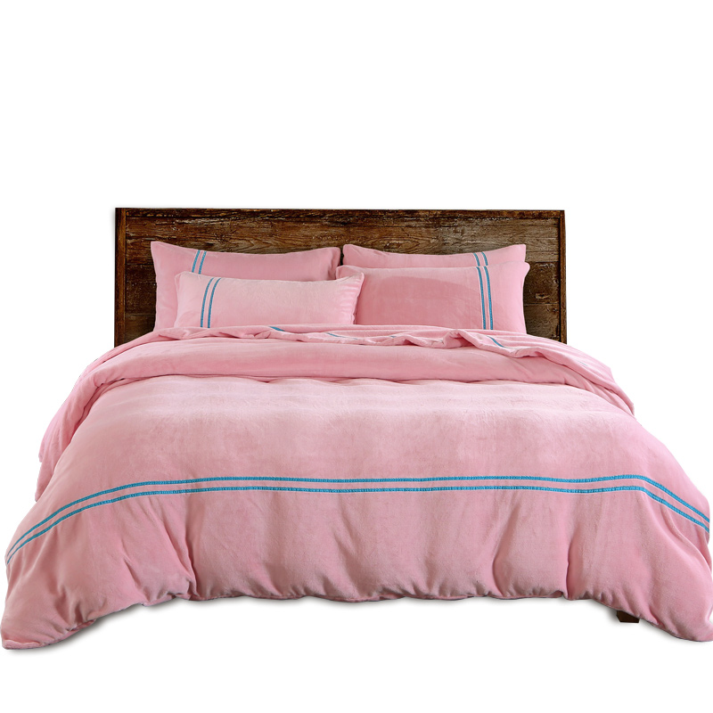 珊瑚绒床上四件套高端品牌直播间,珊瑚绒床上四件套被套1.8米加厚