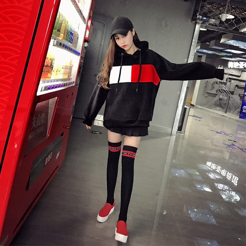 女士高端丝绒带帽卫衣,男士卫衣丝绒潮牌刺绣