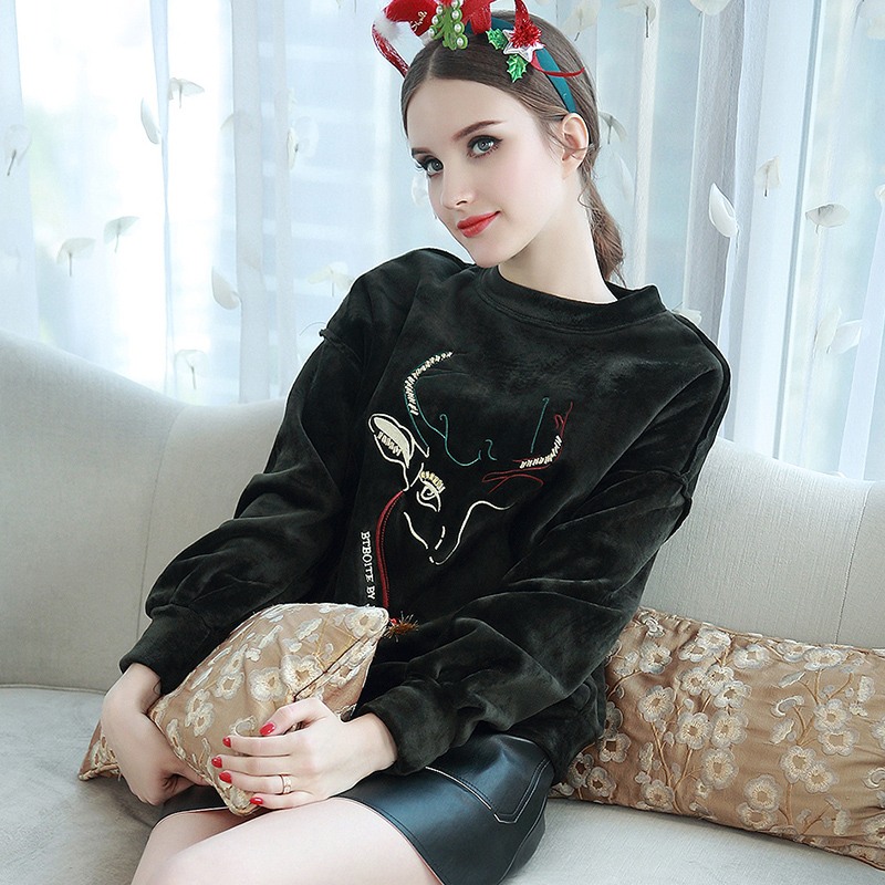 女士高端丝绒带帽卫衣,男士卫衣丝绒潮牌刺绣