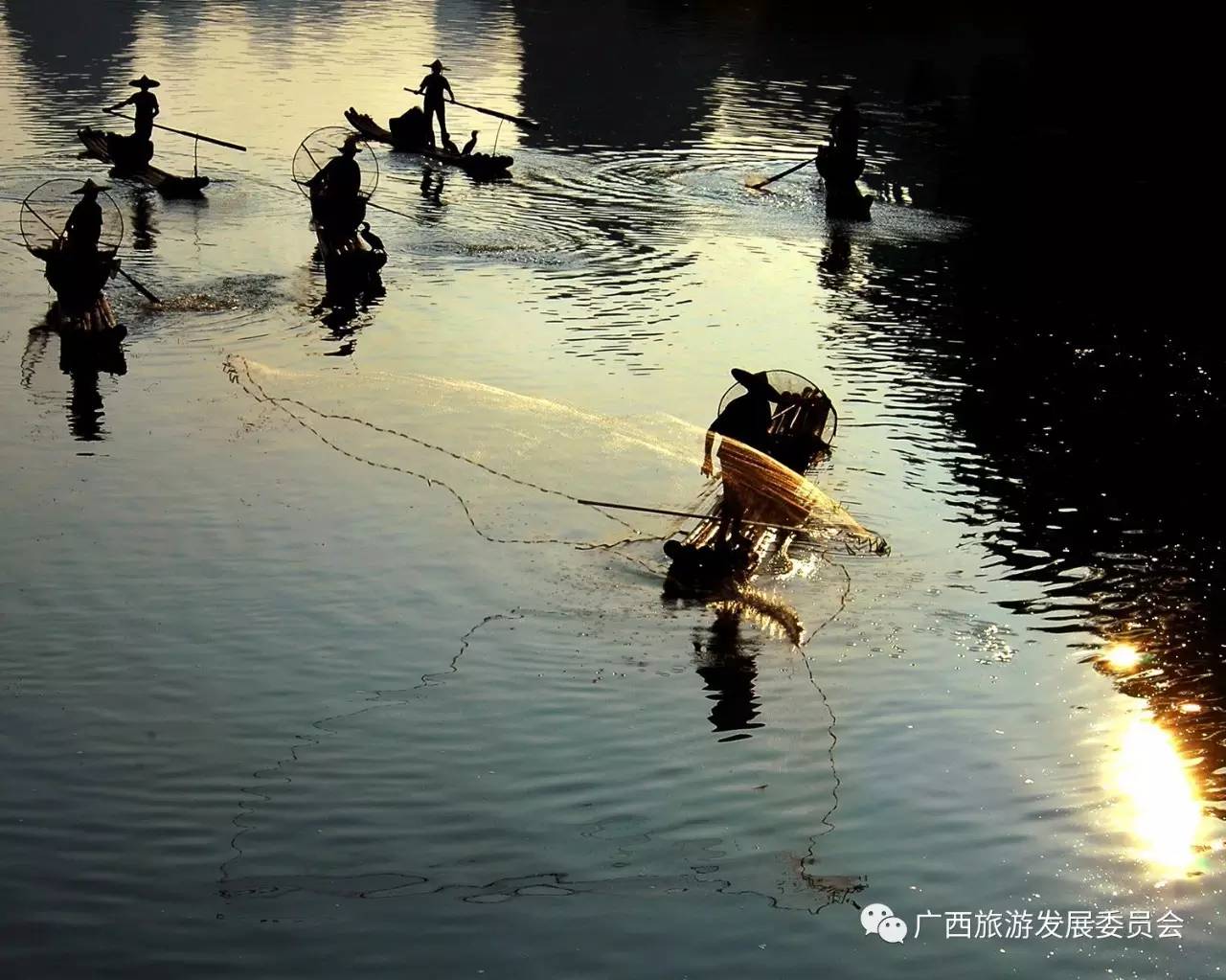 漓江老渔翁老照片,桂林山水渔翁与鸬鹚夜景高清图片