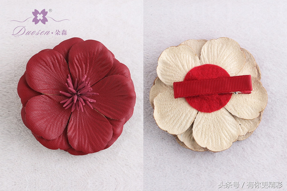 环保PU皮革仿真花卉发饰品欧美风PU皮革发夹发箍朵森饰品批发