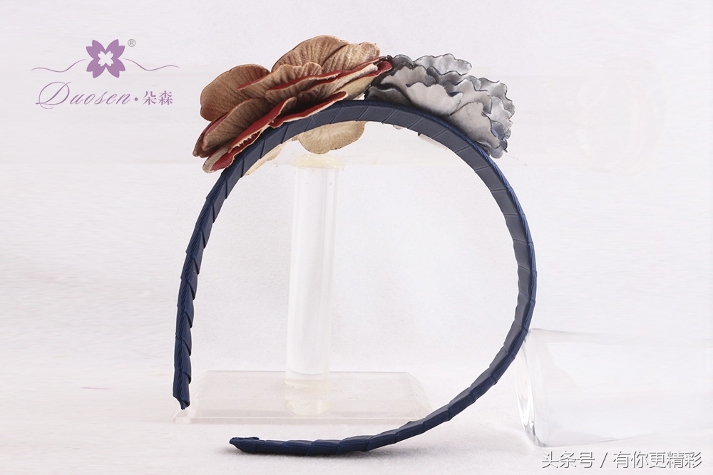 环保PU皮革仿真花卉发饰品欧美风PU皮革发夹发箍朵森饰品批发