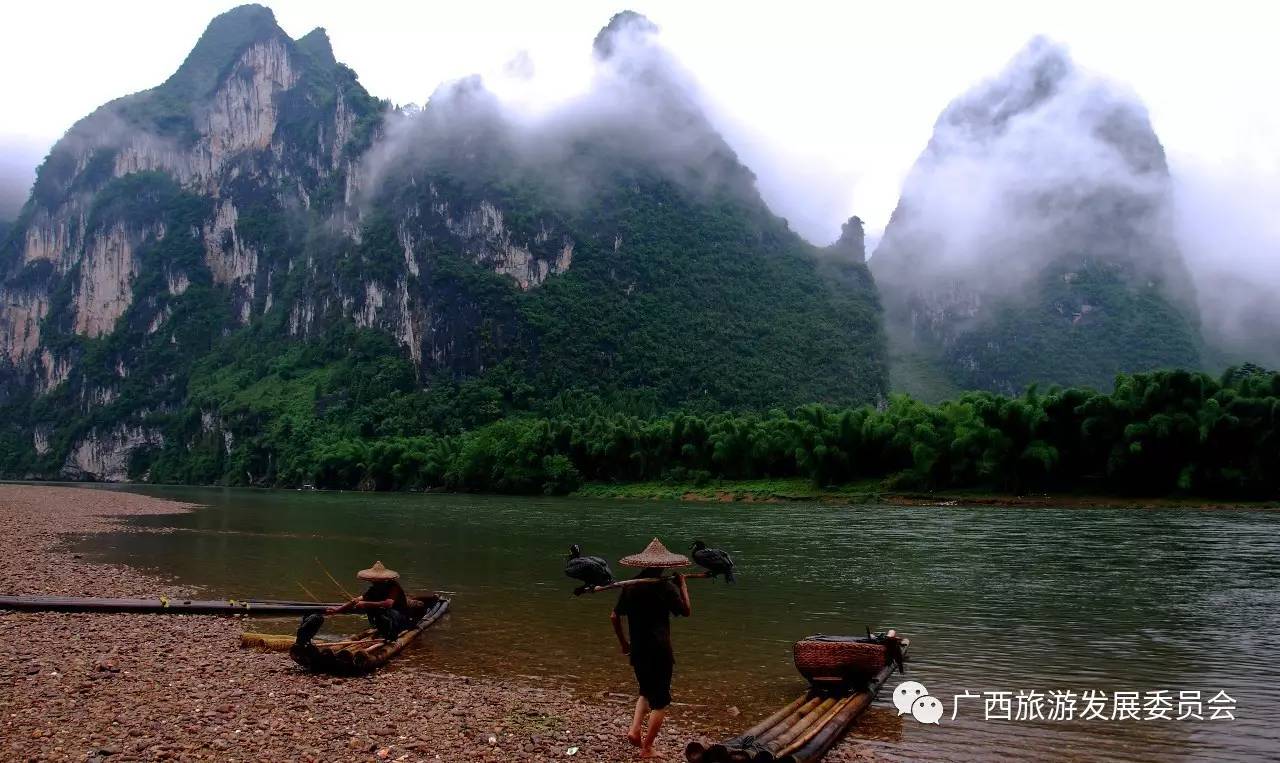 漓江老渔翁老照片,桂林山水渔翁与鸬鹚夜景高清图片