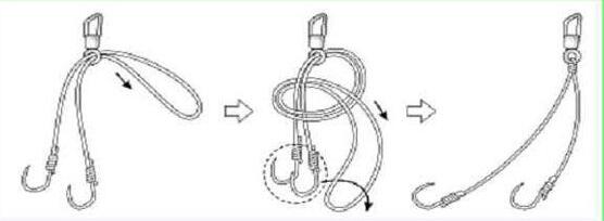 怎么把带鱼线的鱼钩绑在钓竿上,怎么把绑好的鱼钩绑在鱼线上