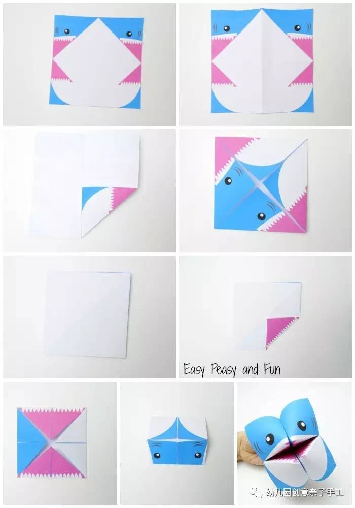 幼儿园手工折纸大鲨鱼,幼儿园手工鲨鱼折纸