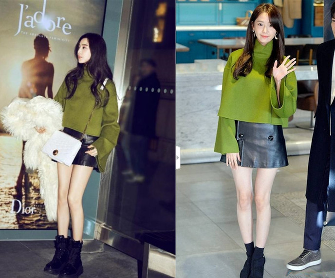 高圆圆和范冰冰同框变路人,高圆圆撞衫范冰冰