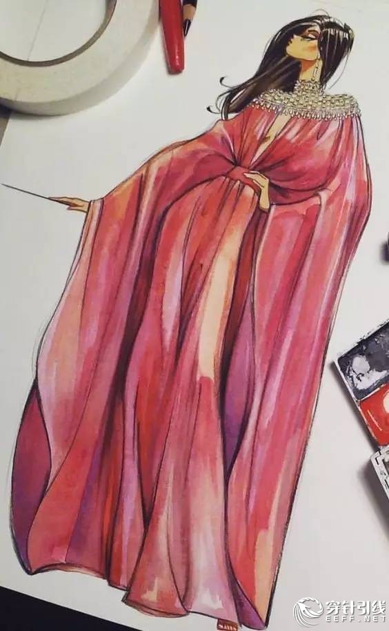 服装设计手绘时装,手绘时尚潮流服装