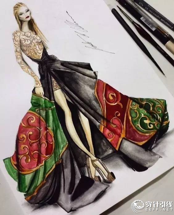 服装设计手绘时装,手绘时尚潮流服装