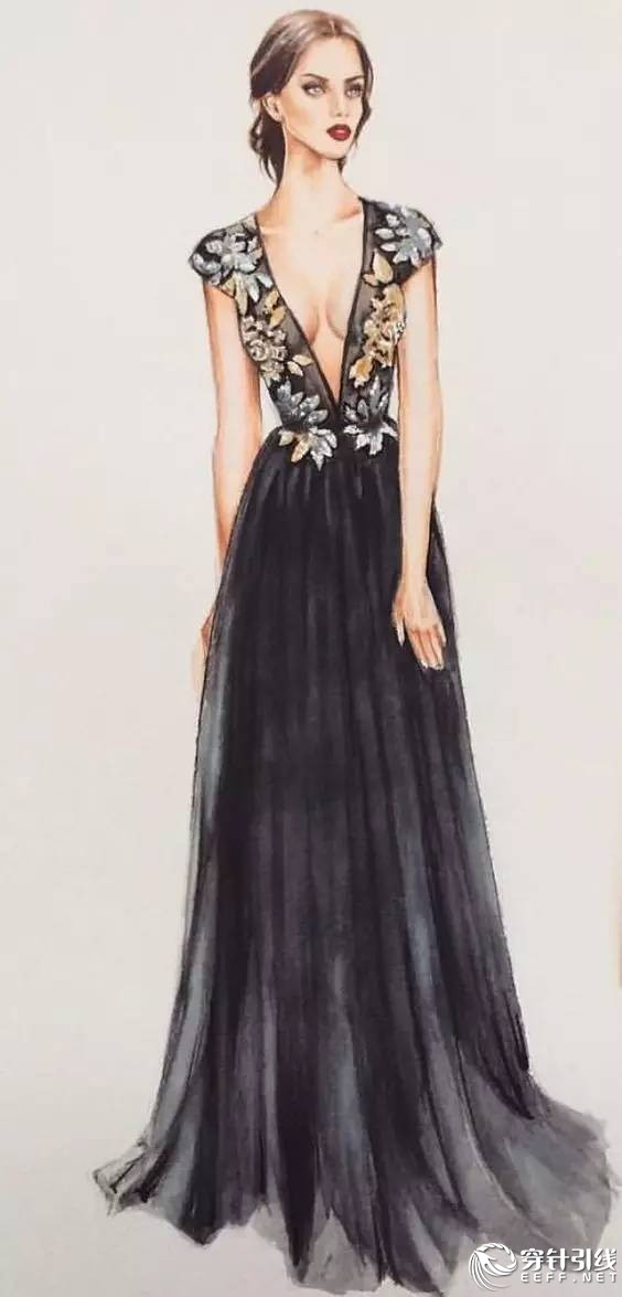 服装设计手绘时装,手绘时尚潮流服装