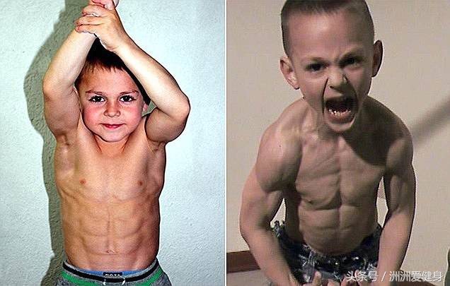 普通小孩的肌肉和肌肉男小孩对比,同样身高的肌肉男和普通人对比