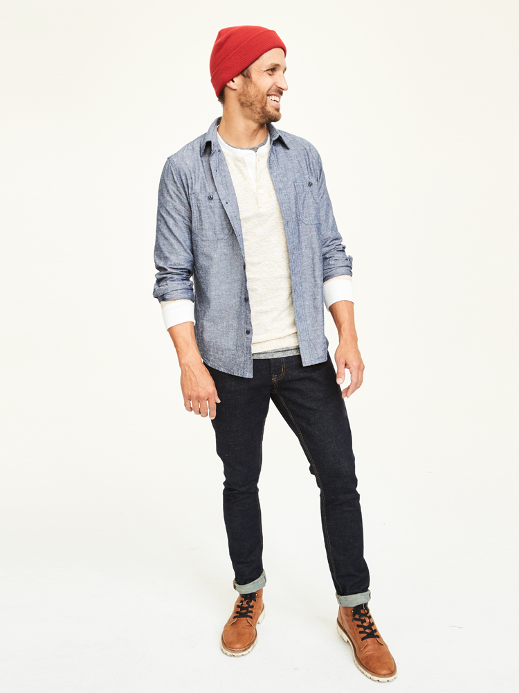 衬衫潮流穿搭男生学生党,牛仔衬衫穿出男朋友风