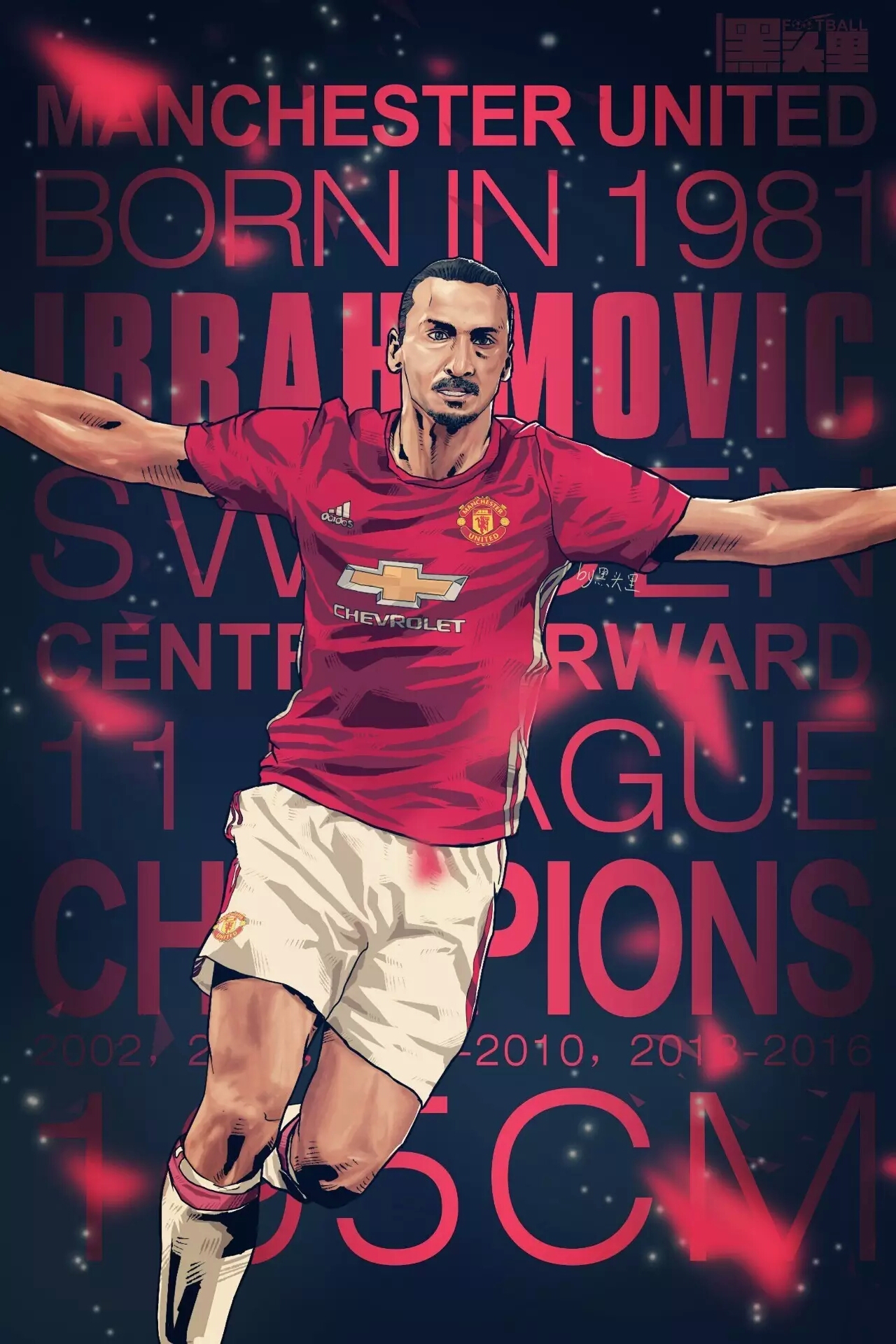 手绘头像足球曼联,足球插画手绘