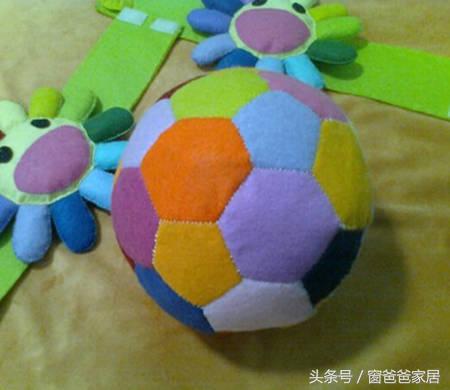 针线手工制作玩具,创意diy手工缝制足球
