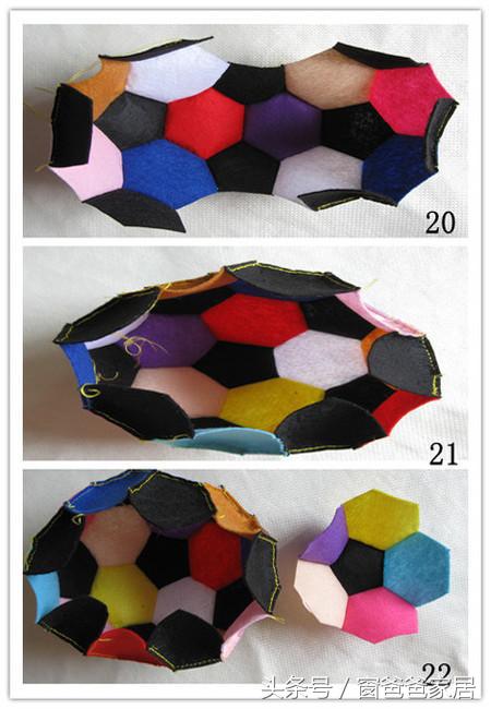 针线手工制作玩具,创意diy手工缝制足球