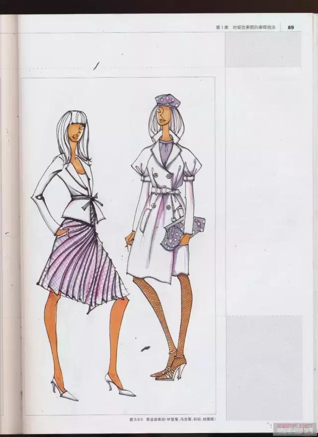 服装插图手绘教程,时装画手绘服装效果图