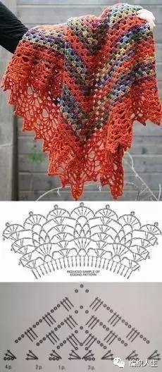 斗篷式披肩毛衣编织图解教程,三角围巾披肩的编织图解教程