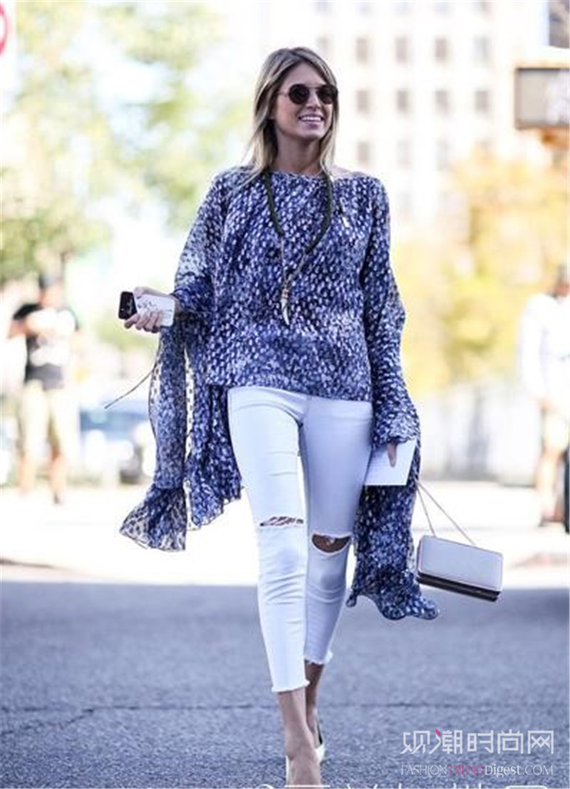 街拍清凉雪纺衫如何穿出品质感,长袖夏季雪纺衫穿搭技巧
