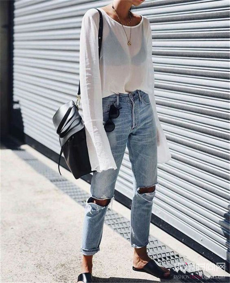 街拍清凉雪纺衫如何穿出品质感,长袖夏季雪纺衫穿搭技巧