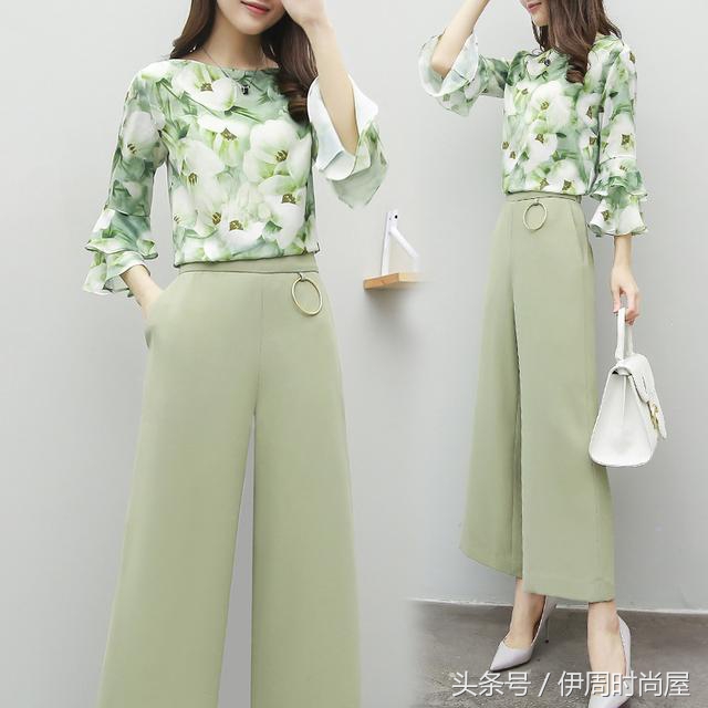 阔腿裤套装洋气时髦个性,时尚阔腿裤套装洋气减龄