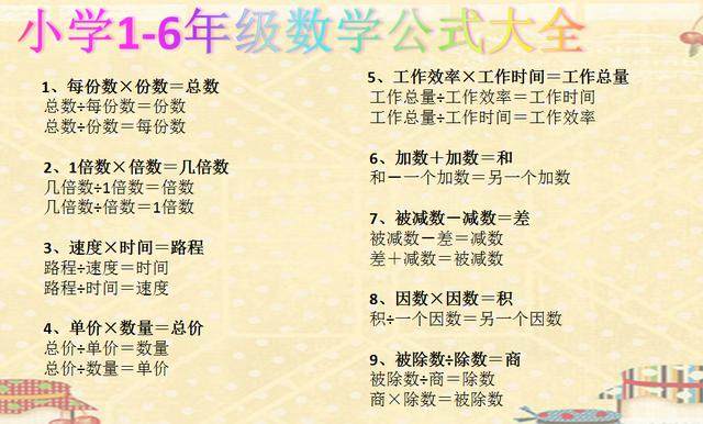 小学主要公式,小学主要公式汇总