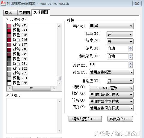 autocad打印样式编辑器,cad打印样式编辑器里颜色怎么全选