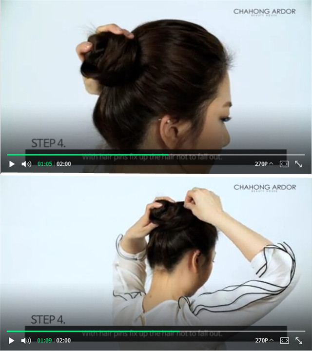 甜甜圈丸子头的盘发视频教程,盘发简单好看教程夏季短发