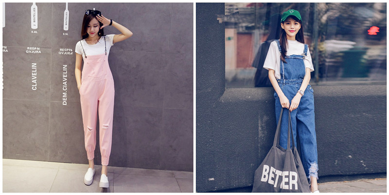 背带牛仔裤怎么搭配图片女,背带牛仔裤搭配什么上衣40多岁女