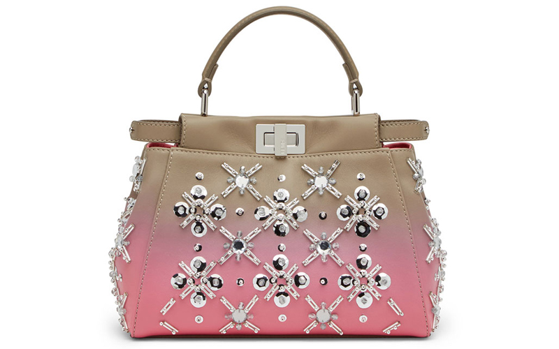 芬迪FENDI女士红色牛皮卡包,芬迪包包经典款迷你手袋