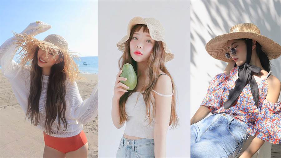 蓝色草帽海边度假,玩转海边度假风