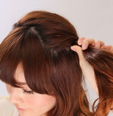 扎头发花苞头教程图解,花苞头的简单扎法蓬松中长发