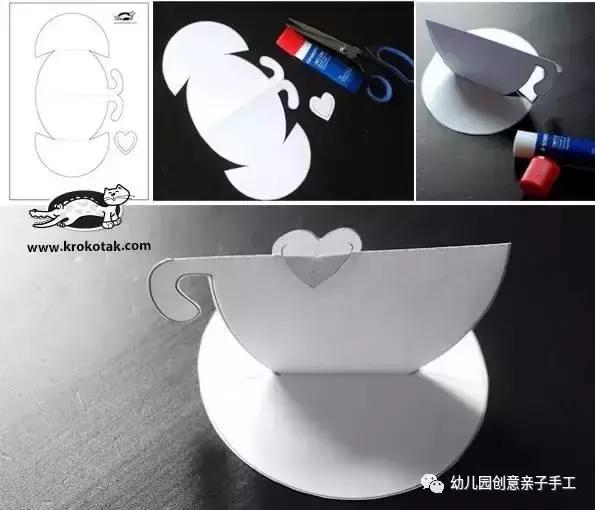 幼儿园立体卡纸手工：恐龙茶杯小爱心等，由简到繁，适合大部分幼儿操作