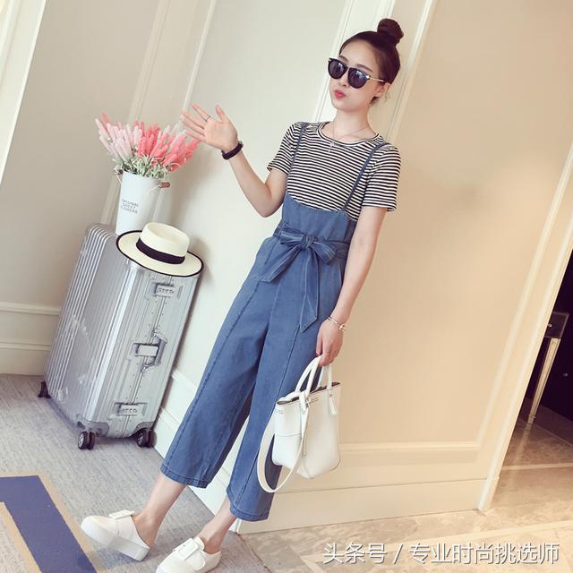 女小脚显瘦韩版牛仔背带裤,背带裤显瘦遮肚子牛仔