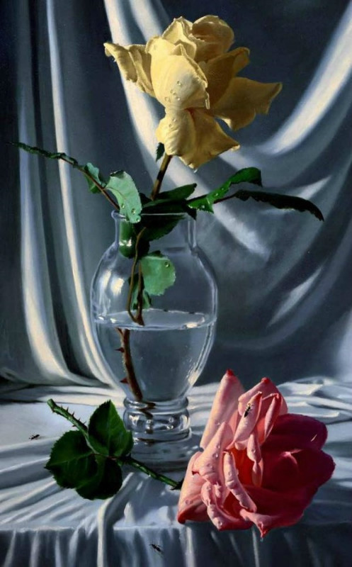 油画玫瑰花用刮刀画法,油画玫瑰花的作品欣赏