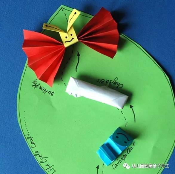 手工蝴蝶折纸幼儿园简单又漂亮,虫虫变成大蝴蝶