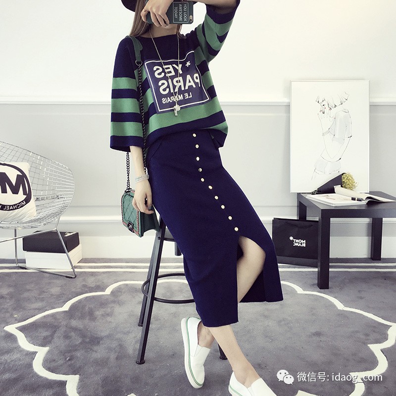 秋冬针织裙套装时髦,慵懒风针织套装裙