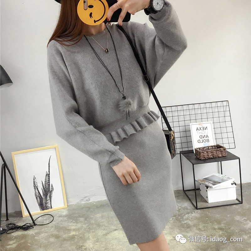 秋冬针织裙套装时髦,慵懒风针织套装裙