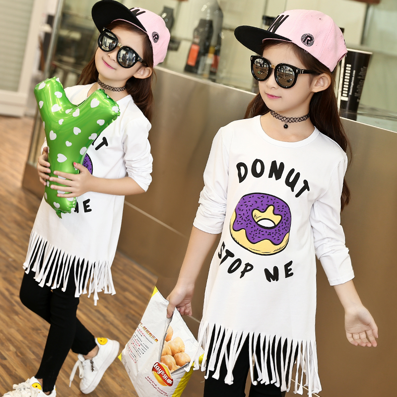 12岁女童夏季白色t恤时尚,儿童时尚t恤女童