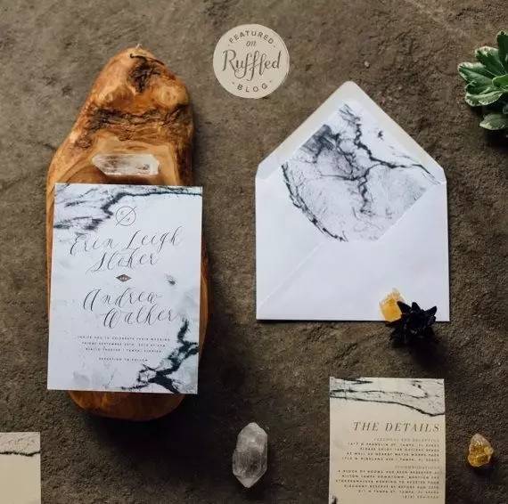 复古婚礼请柬心形,超有设计感的婚礼请柬模板