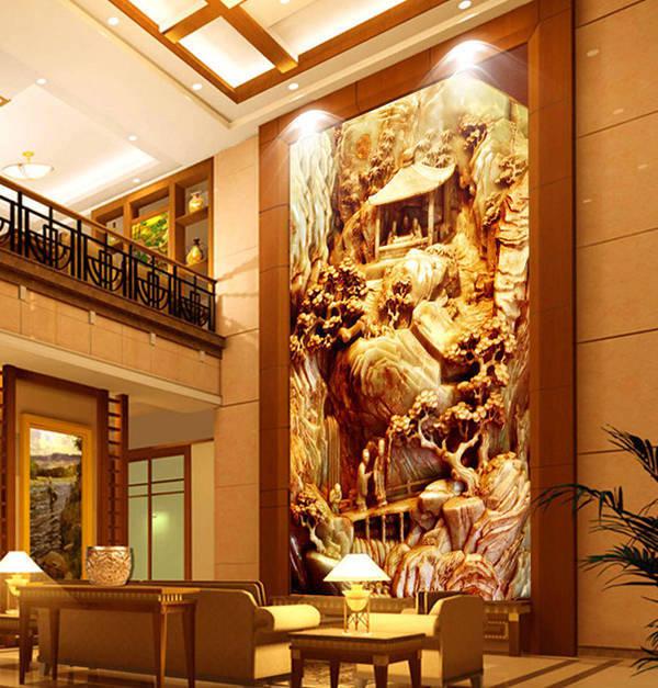 玉雕背景墙,岫岩玉雕背景墙