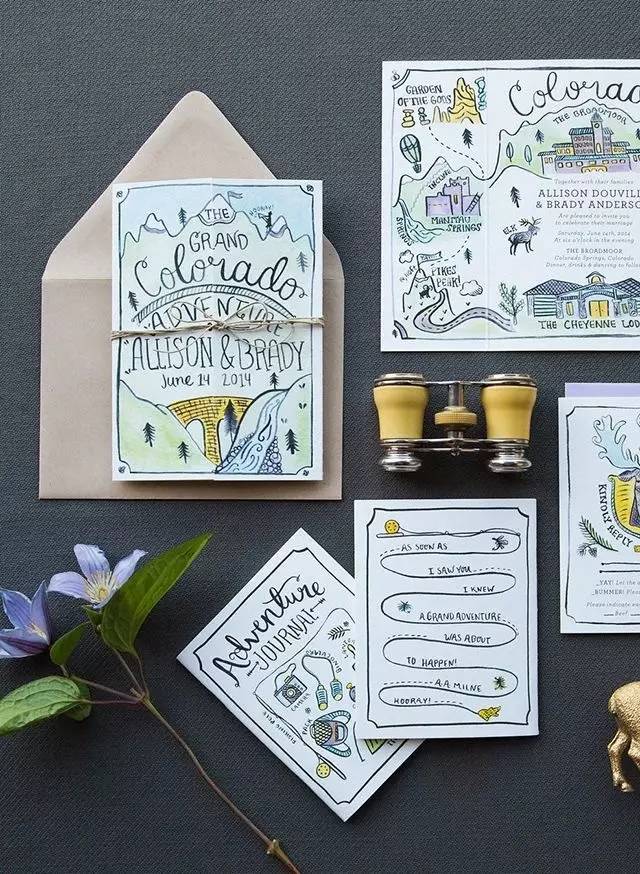 复古婚礼请柬心形,超有设计感的婚礼请柬模板