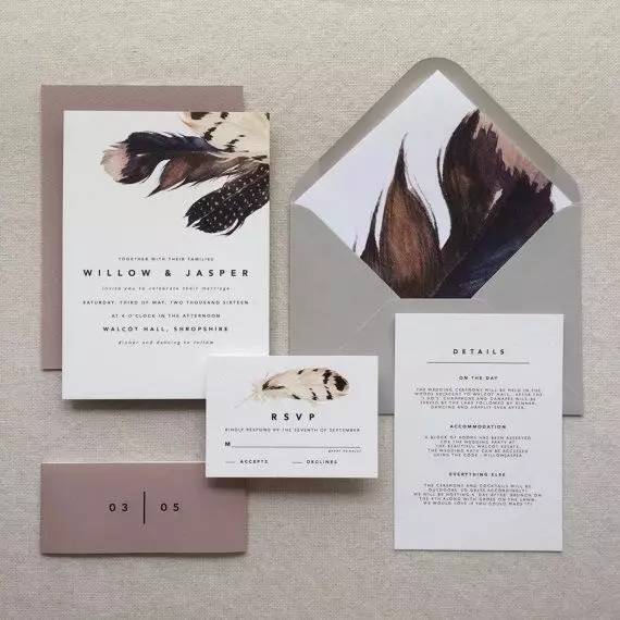 复古婚礼请柬心形,超有设计感的婚礼请柬模板