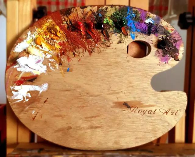 调色板绘画,调色板颜料画笔